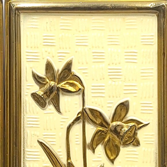 Elpec Brass Plaques-Floral Designs-14.75 In x 6.625 In. x4 Mid Century England - Picture 5 of 16